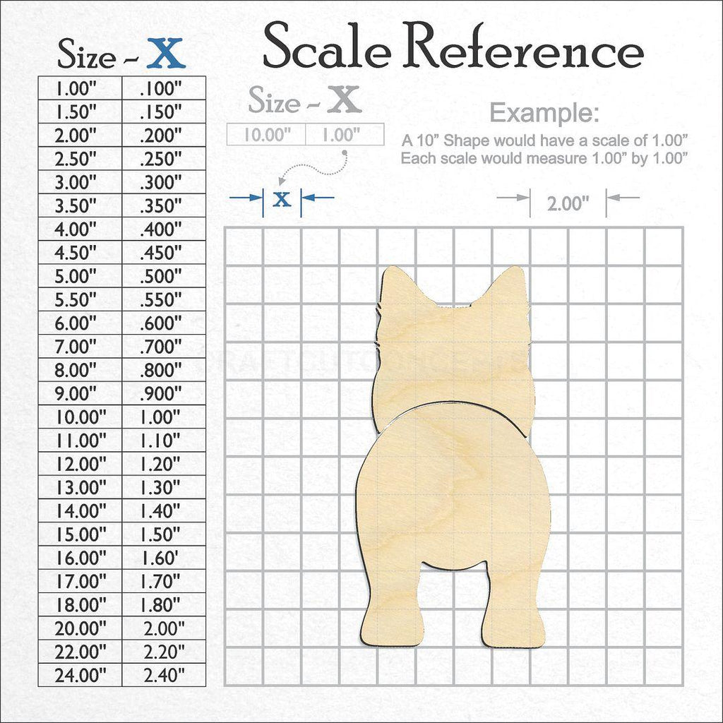 A scale and graph image showing a wood Pomsky craft blank