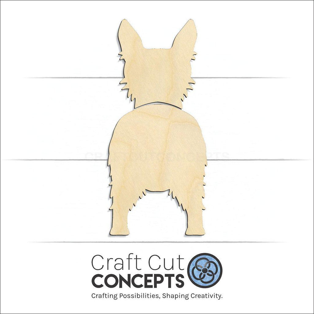 Craft Cut Concepts Logo under a wood Portuguese Podengo Pequeno craft shape and blank