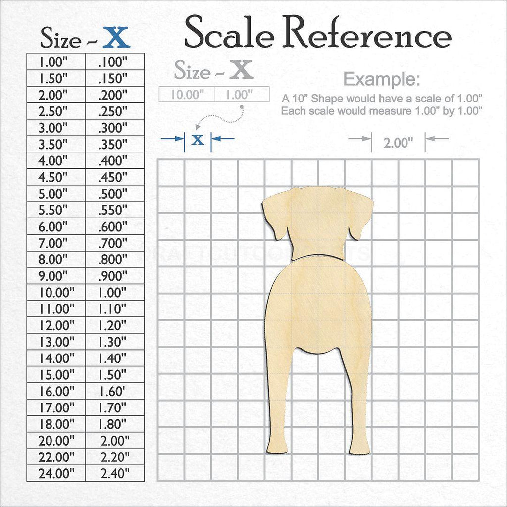 A scale and graph image showing a wood Rhodesian Ridgeback craft blank