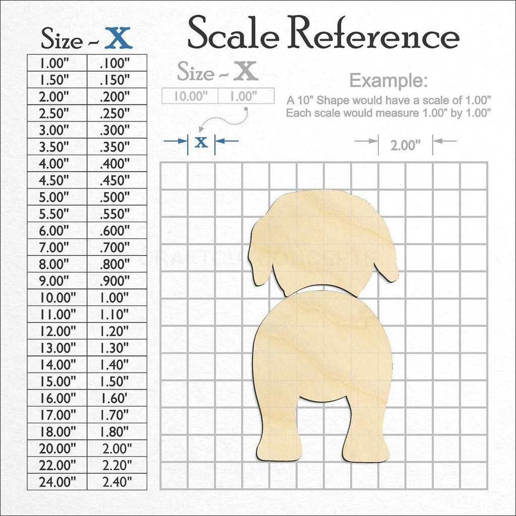 A scale and graph image showing a wood Rottweiler craft blank