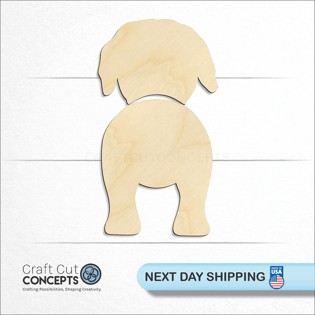 Craft Cut Concepts logo and next day shipping banner with an unfinished wood Rottweiler craft shape and blank