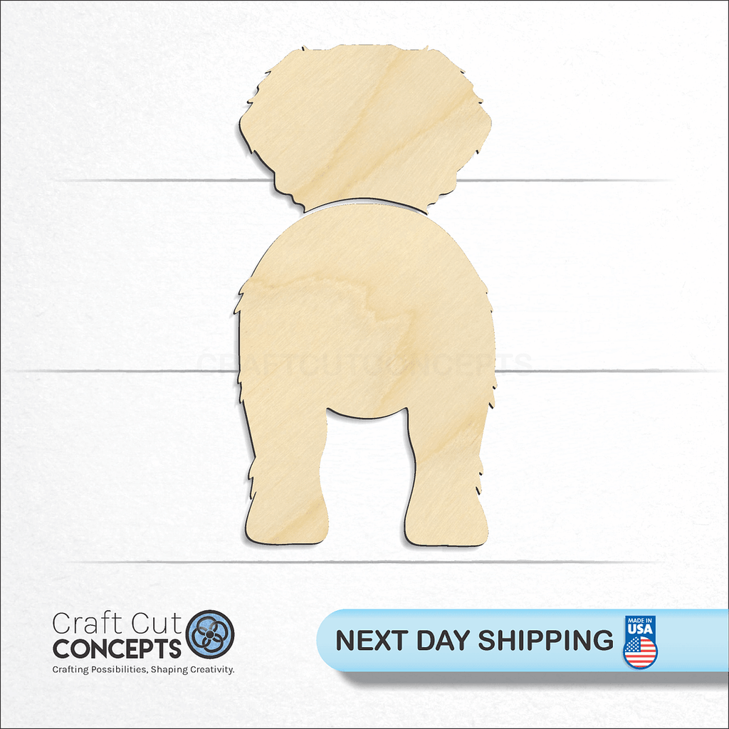 Craft Cut Concepts logo and next day shipping banner with an unfinished wood Saint Bernard craft shape and blank