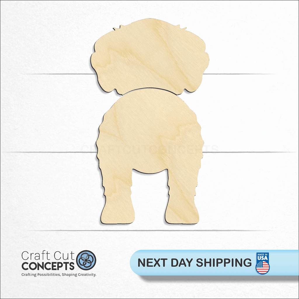 Craft Cut Concepts logo and next day shipping banner with an unfinished wood Schnoodle craft shape and blank