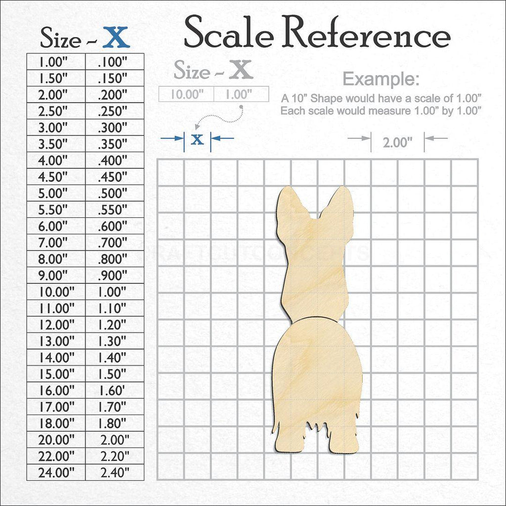 A scale and graph image showing a wood Scottish Terrier craft blank