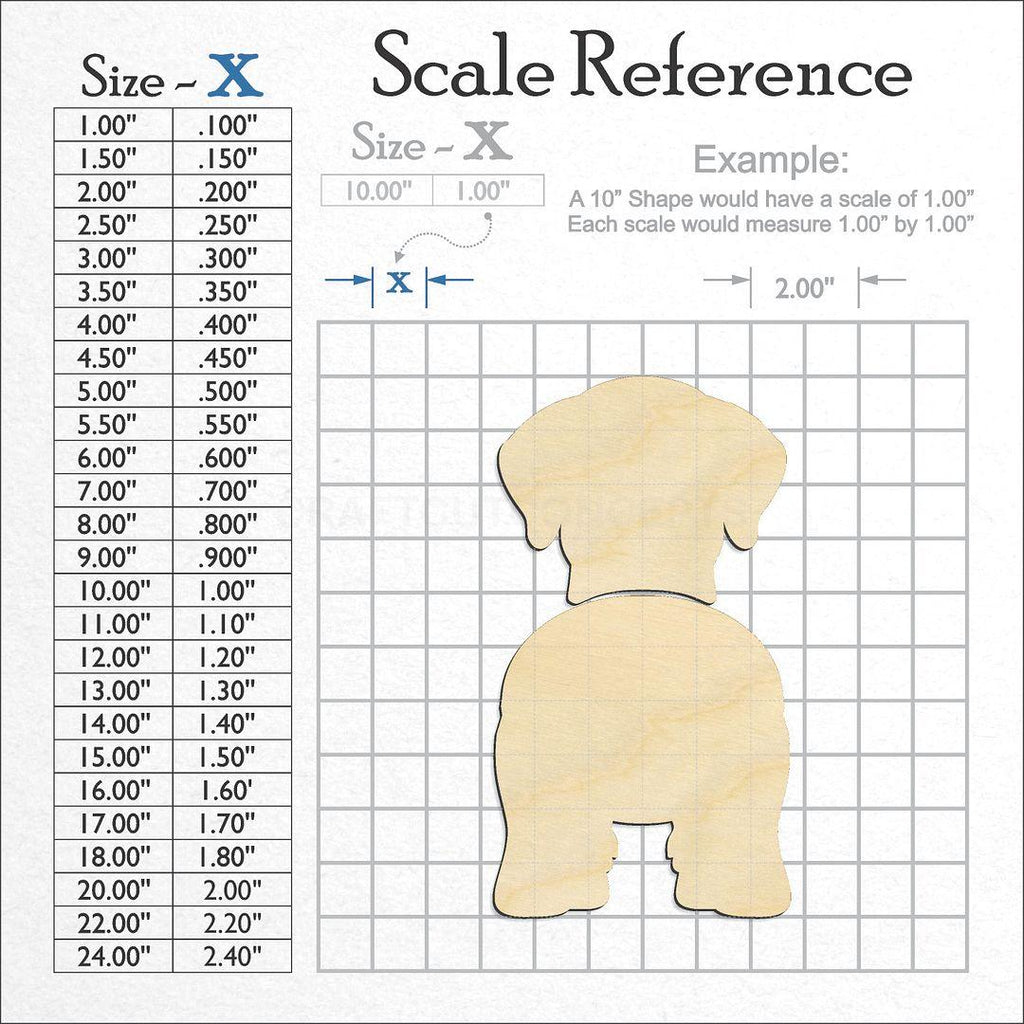 A scale and graph image showing a wood Sealyham Terrier craft blank