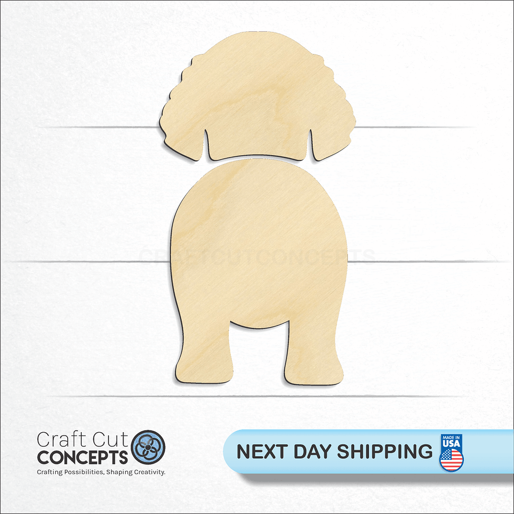 Craft Cut Concepts logo and next day shipping banner with an unfinished wood American Water Spaniels craft shape and blank