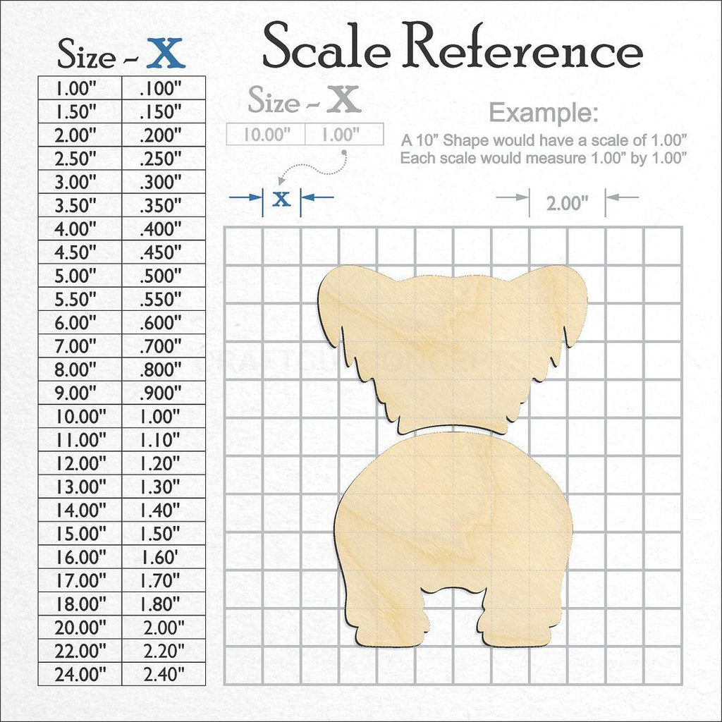 A scale and graph image showing a wood Skie Terrier craft blank