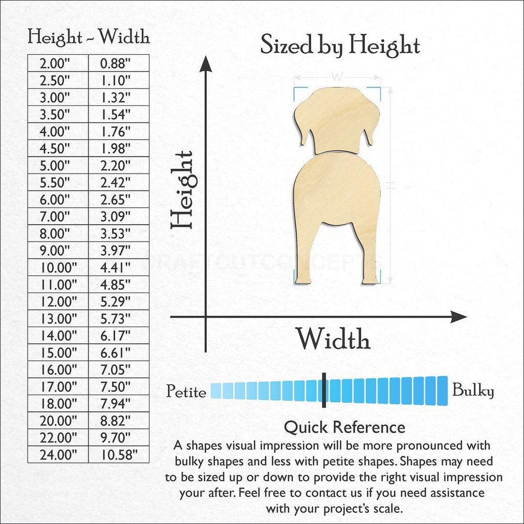 Sizes available for a laser cut Sloughis craft blank