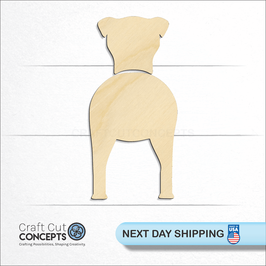 Craft Cut Concepts logo and next day shipping banner with an unfinished wood Smooth Fox Terrier craft shape and blank