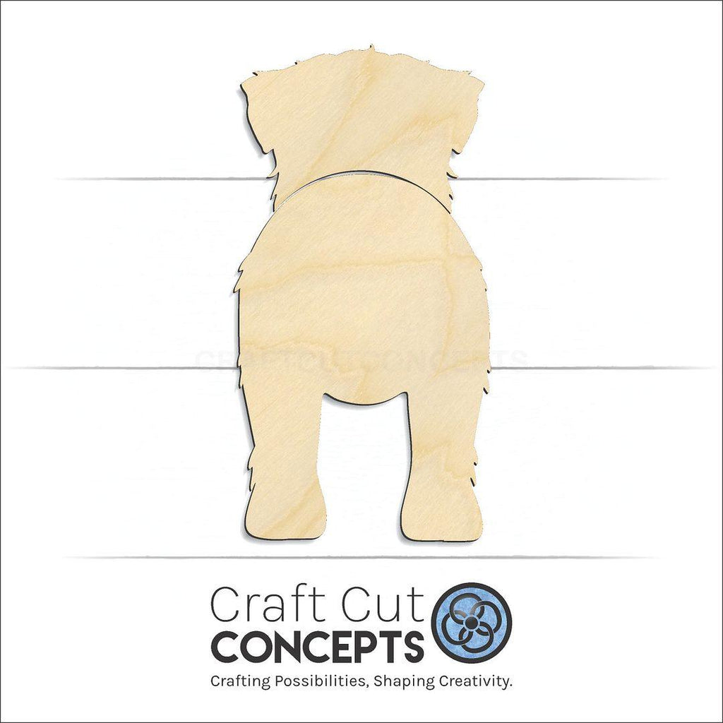 Craft Cut Concepts Logo under a wood Soft Coated Wheaten Terrier craft shape and blank