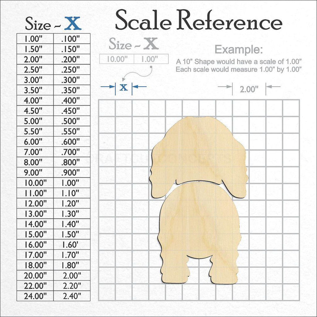 A scale and graph image showing a wood Spaniels Irish Water craft blank