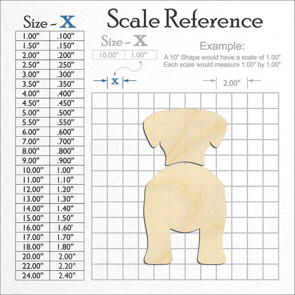 A scale and graph image showing a wood Welsh Terrier craft blank