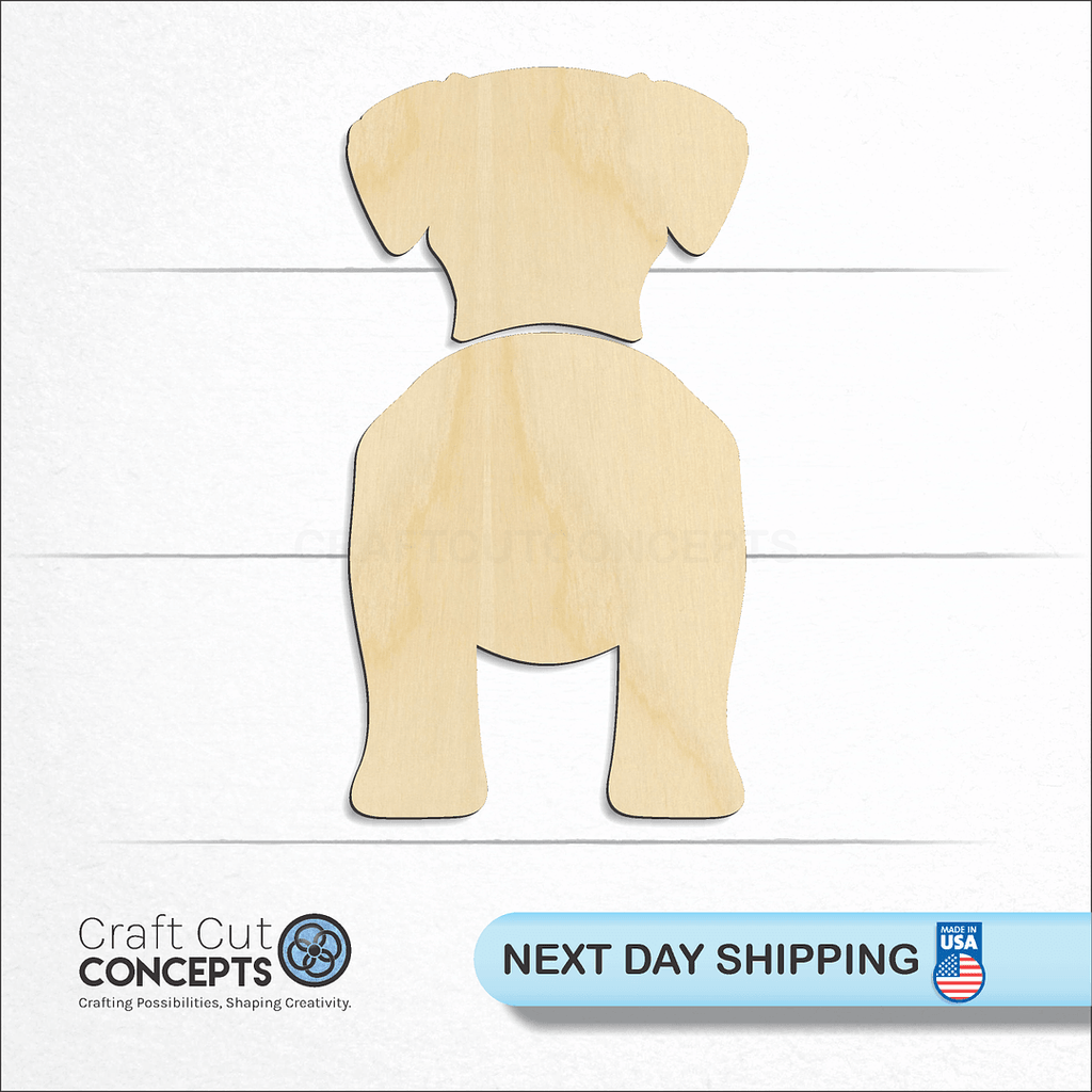 Craft Cut Concepts logo and next day shipping banner with an unfinished wood Welsh Terrier craft shape and blank