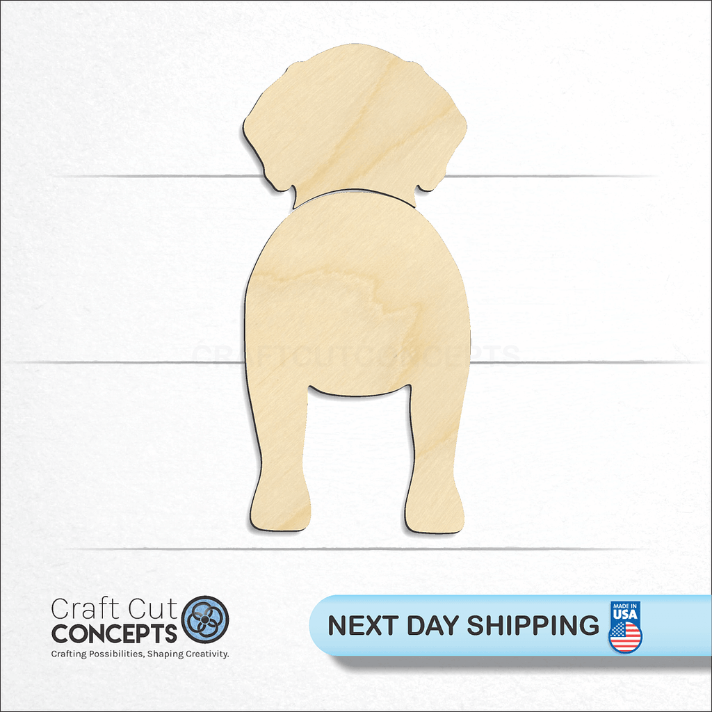 Craft Cut Concepts logo and next day shipping banner with an unfinished wood Wirehaired Pointing Griffon craft shape and blank