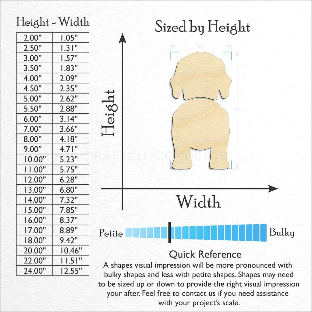Sizes available for a laser cut Wirehaired Vizsla craft blank