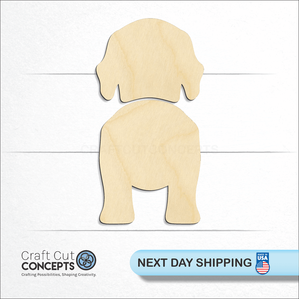 Craft Cut Concepts logo and next day shipping banner with an unfinished wood Wirehaired Vizsla craft shape and blank