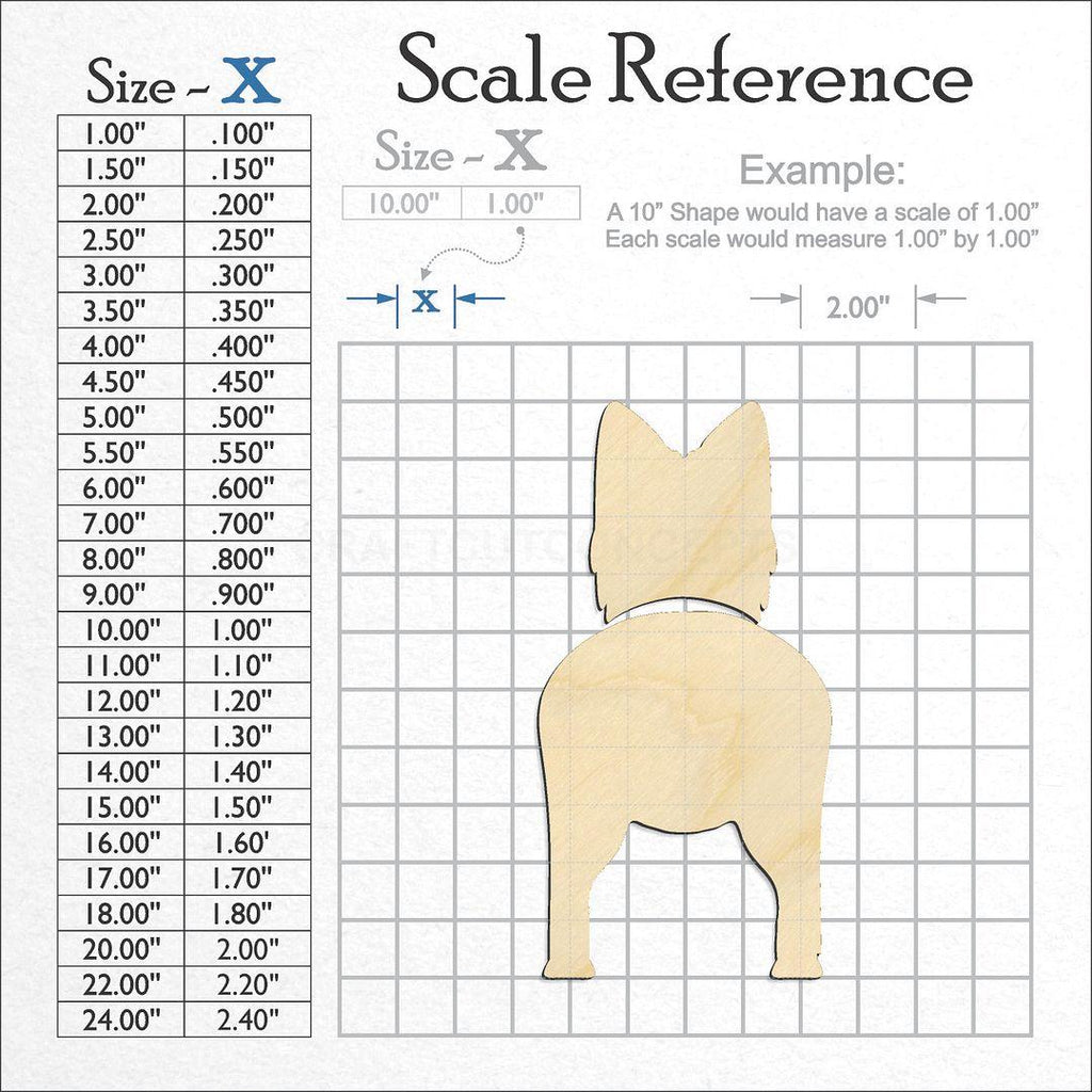 A scale and graph image showing a wood Australian Terrier craft blank