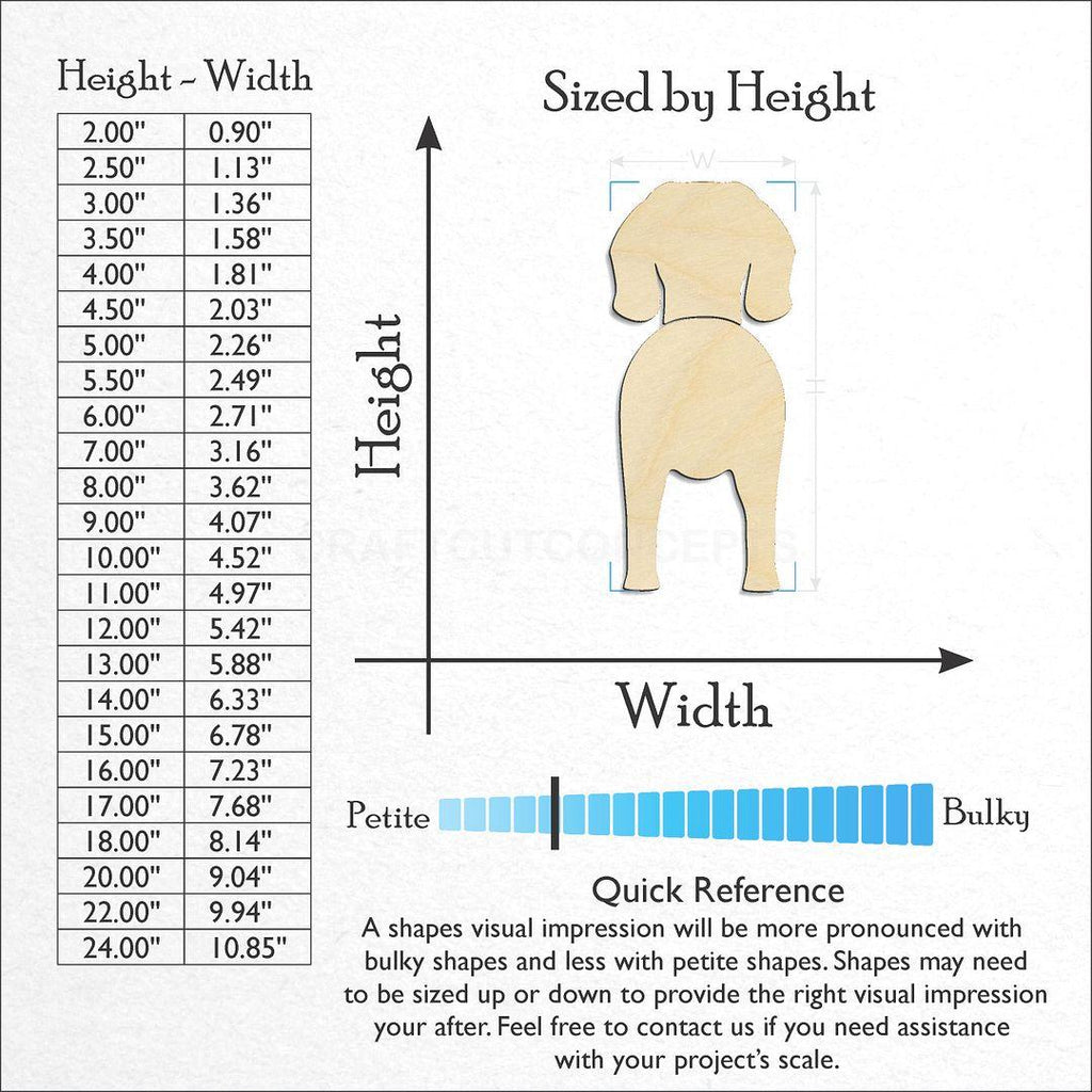 Sizes available for a laser cut Bavarian Mountain Scent Hound craft blank