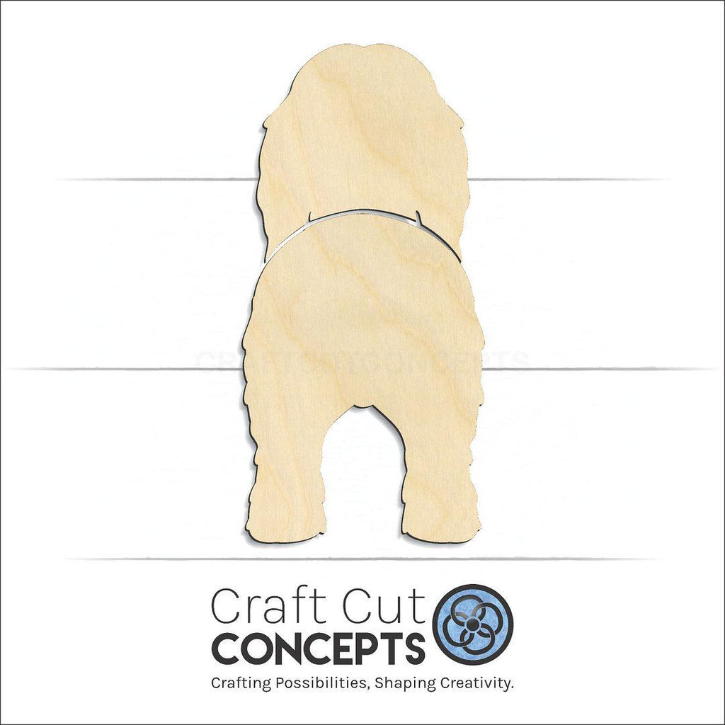 Craft Cut Concepts Logo under a wood Bearded Collie craft shape and blank