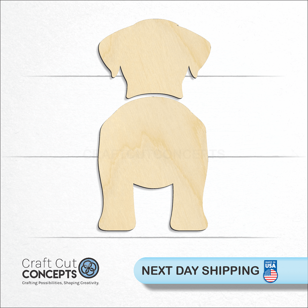 Craft Cut Concepts logo and next day shipping banner with an unfinished wood Beauceron craft shape and blank