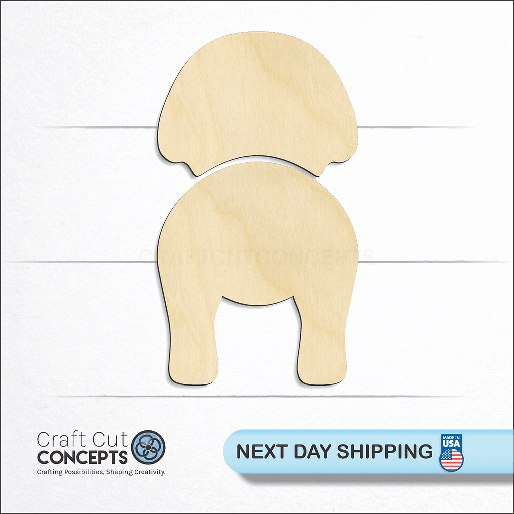 Craft Cut Concepts logo and next day shipping banner with an unfinished wood Bichon Frise craft shape and blank