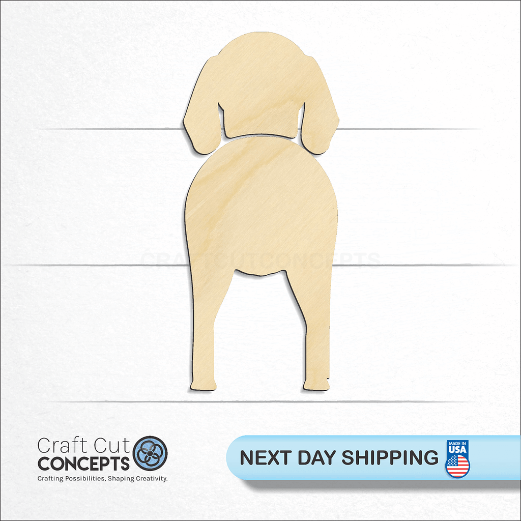 Craft Cut Concepts logo and next day shipping banner with an unfinished wood Black and Tan Coonhound craft shape and blank