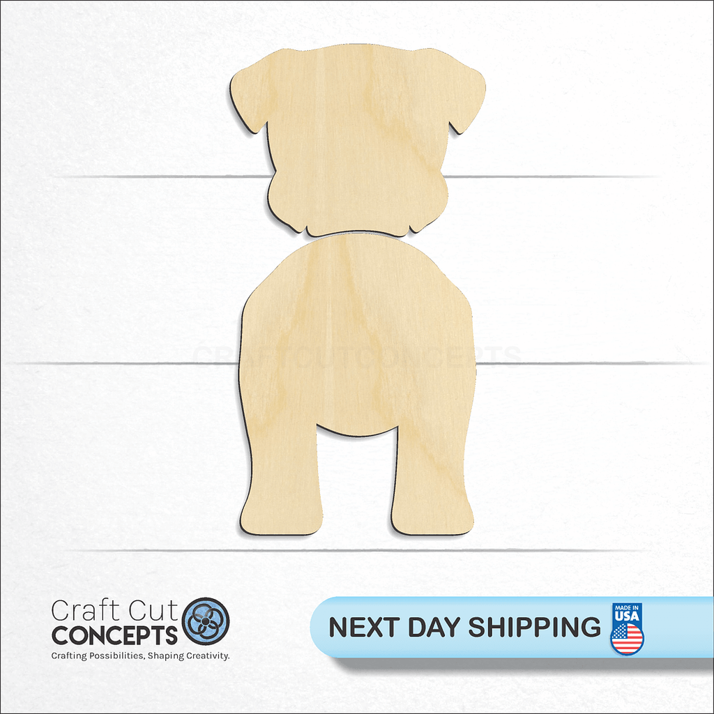 Craft Cut Concepts logo and next day shipping banner with an unfinished wood Black Russian Terrier craft shape and blank