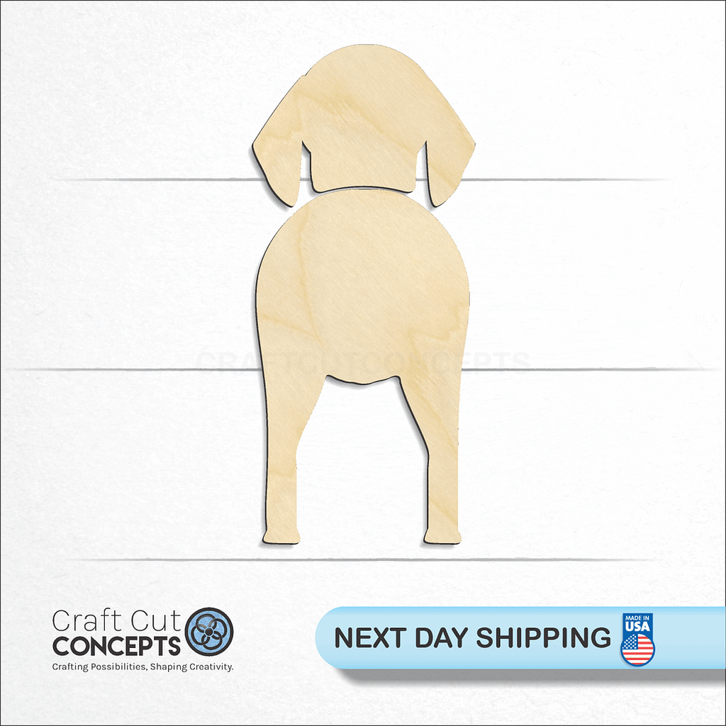 Craft Cut Concepts logo and next day shipping banner with an unfinished wood Bluetick Coonhound craft shape and blank