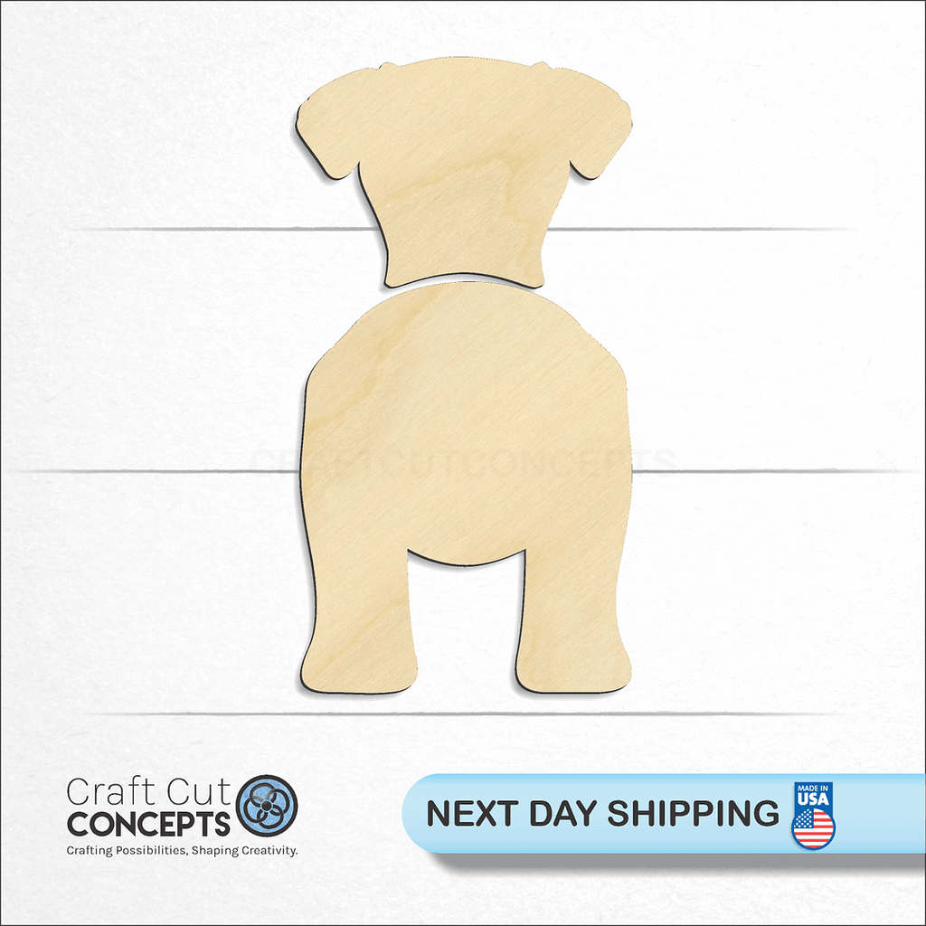 Craft Cut Concepts logo and next day shipping banner with an unfinished wood Boerboel craft shape and blank