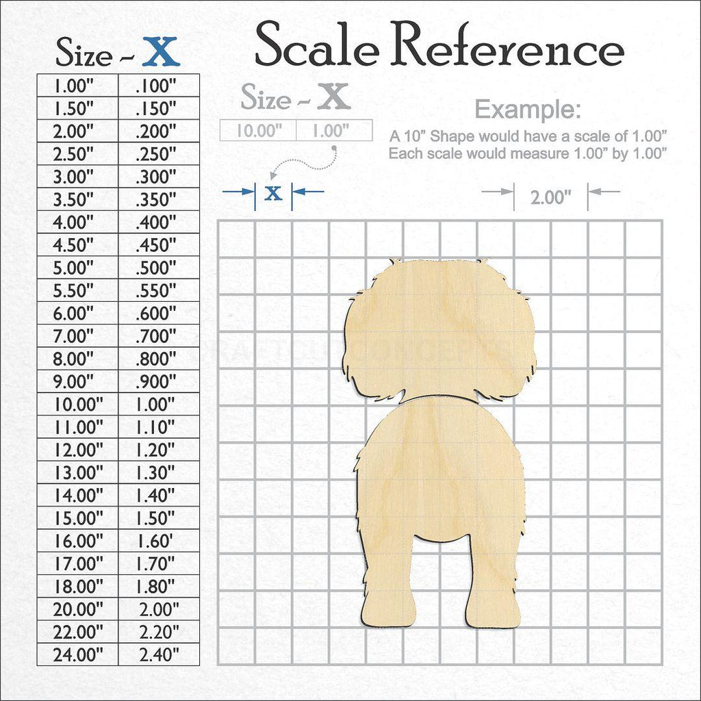 A scale and graph image showing a wood Boykin Spaniel craft blank