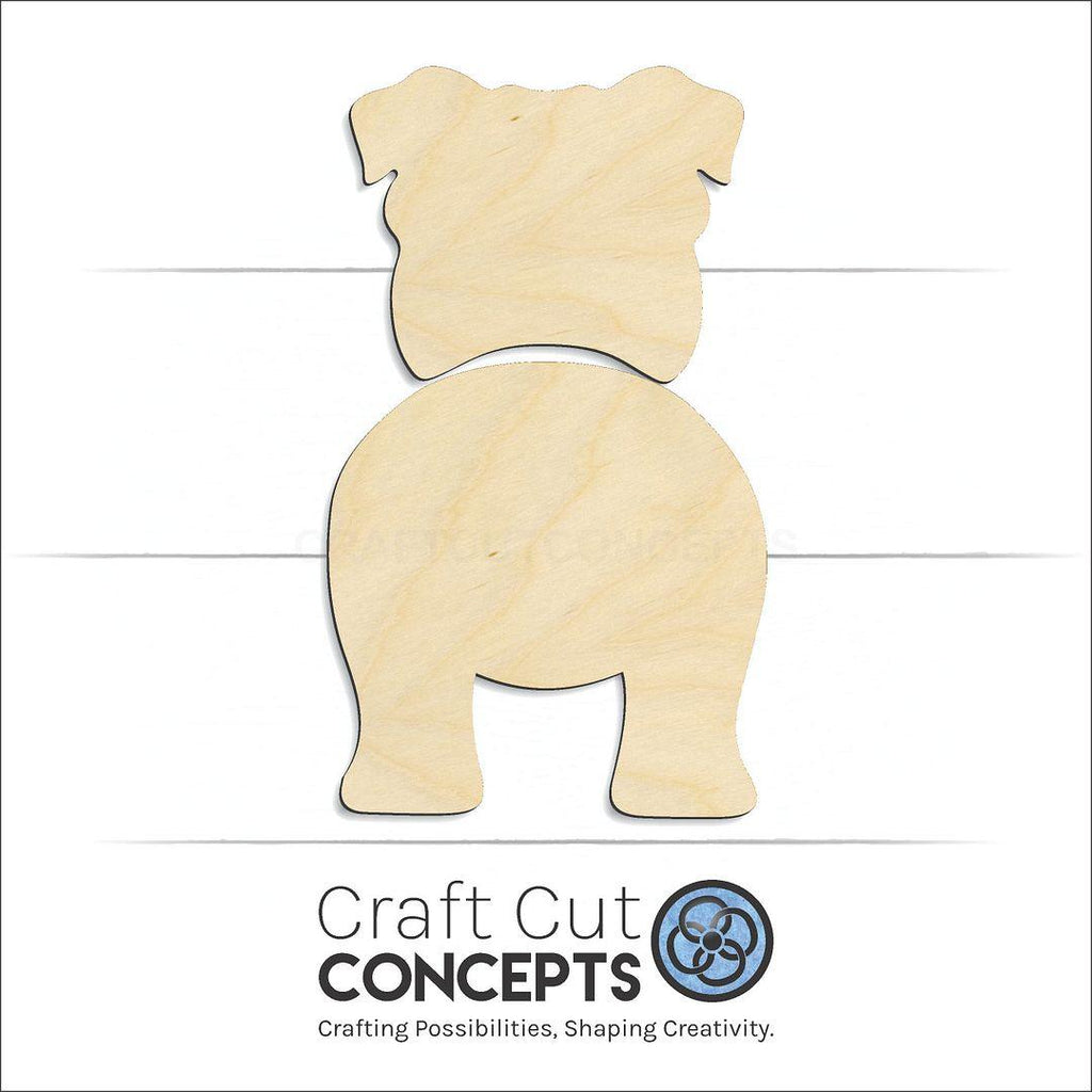 Craft Cut Concepts Logo under a wood Bulldog craft shape and blank