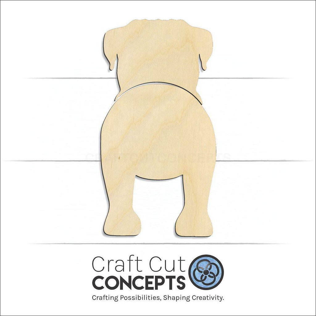 Craft Cut Concepts Logo under a wood Bullmastiff craft shape and blank