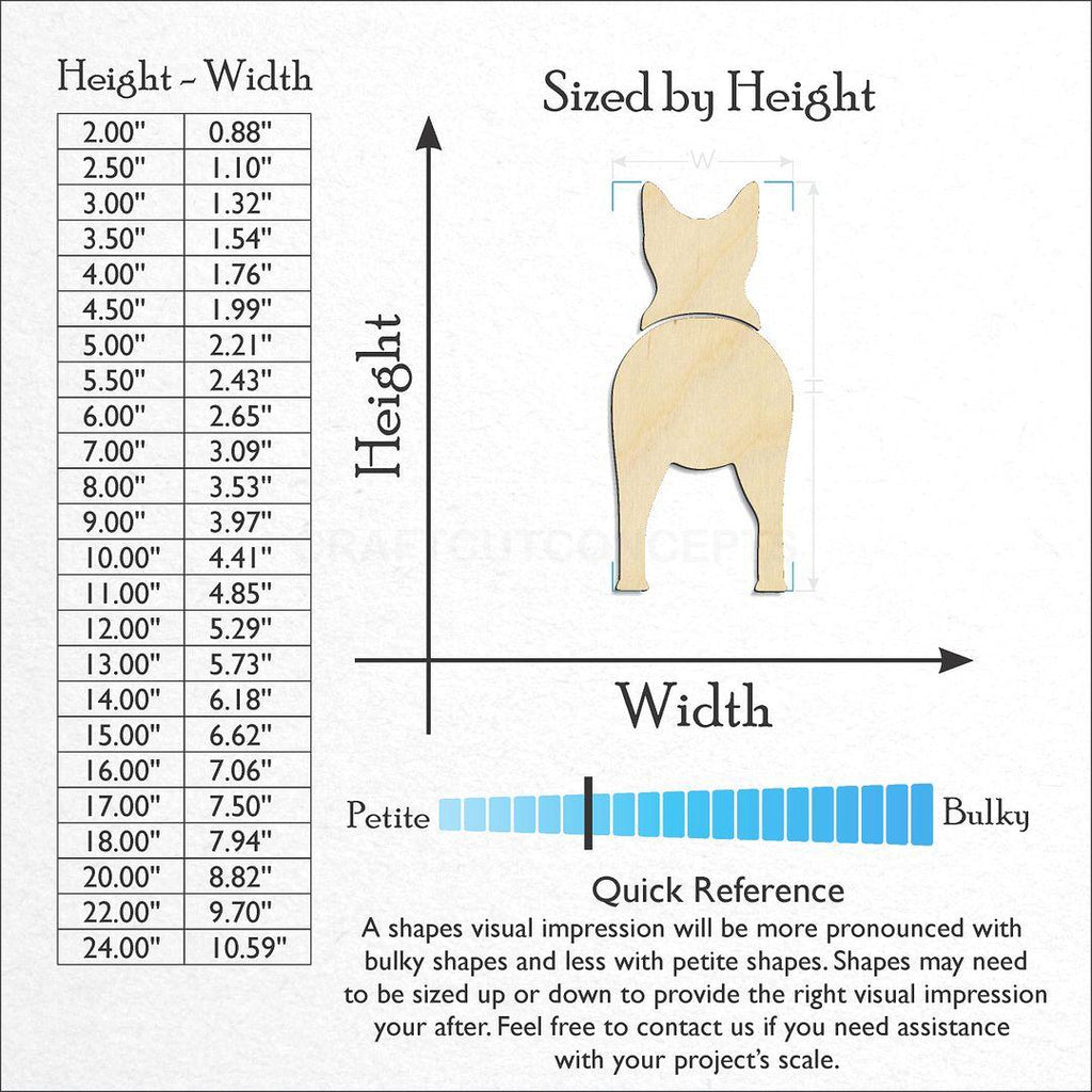 Sizes available for a laser cut Canaan Dogs craft blank