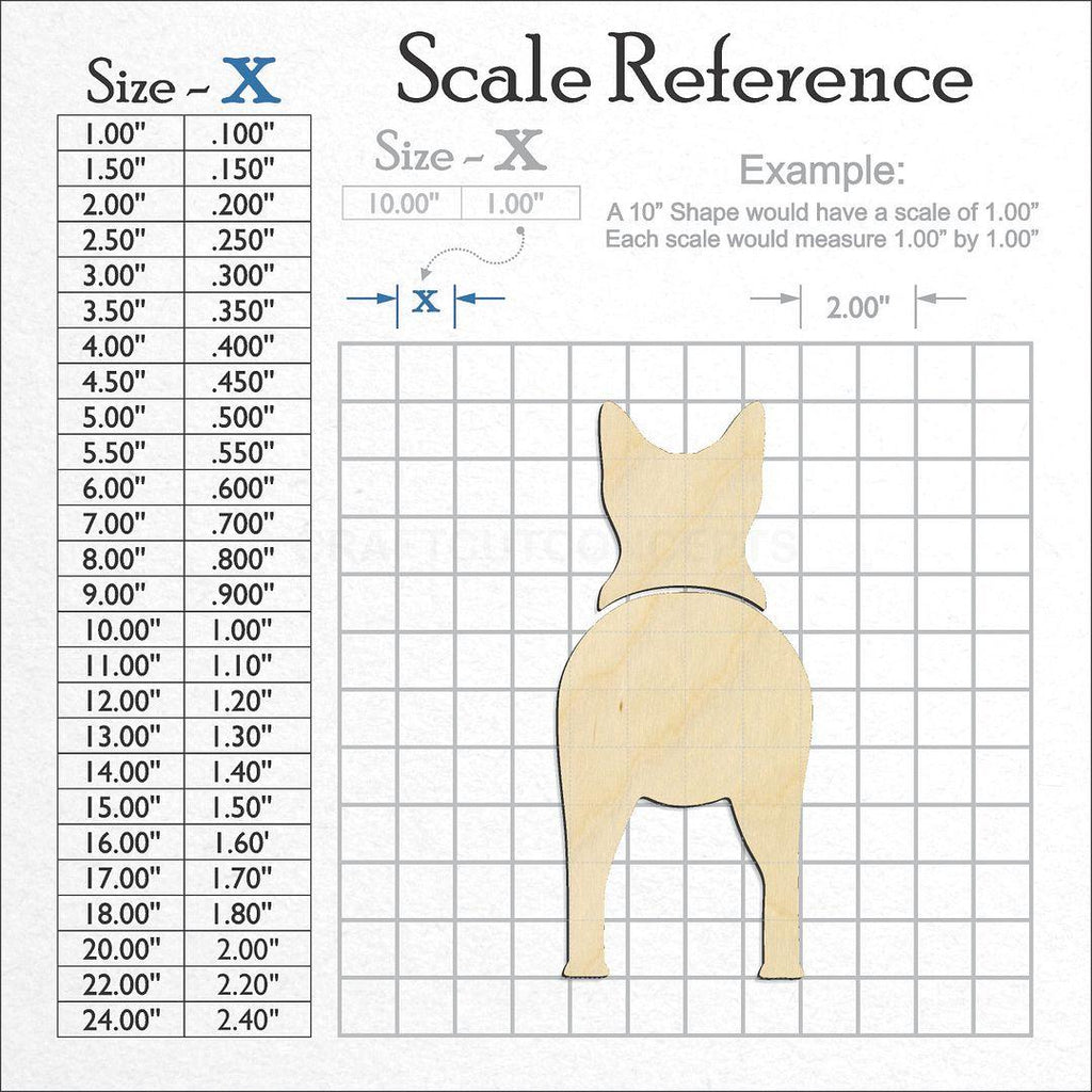 A scale and graph image showing a wood Canaan Dogs craft blank