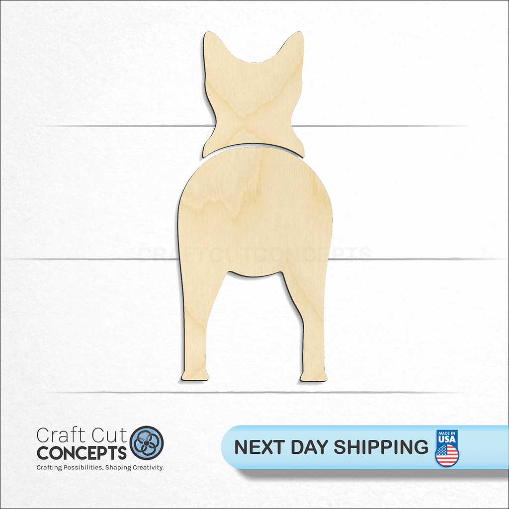 Craft Cut Concepts logo and next day shipping banner with an unfinished wood Canaan Dogs craft shape and blank