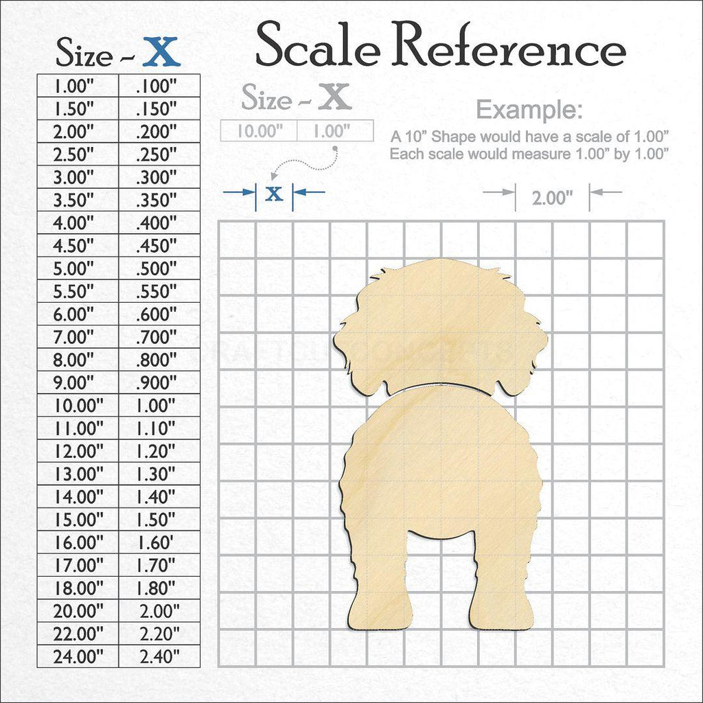 A scale and graph image showing a wood Cavachon craft blank