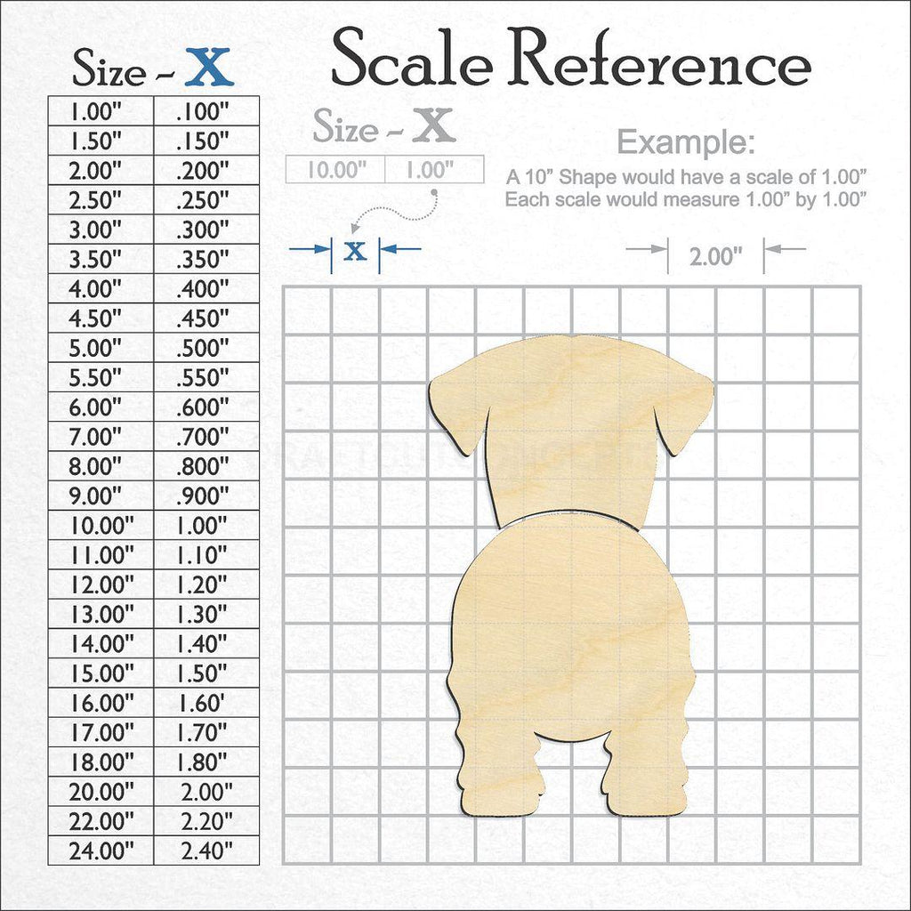 A scale and graph image showing a wood Celsky Terrier craft blank