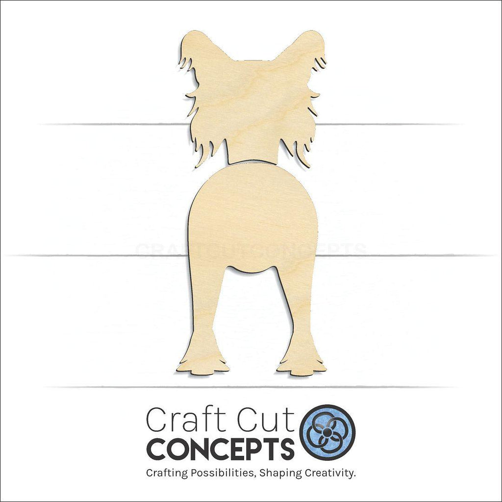 Craft Cut Concepts Logo under a wood Chinese Crested craft shape and blank