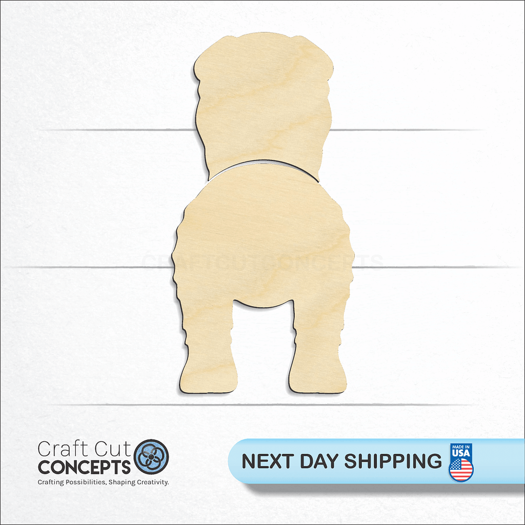 Craft Cut Concepts logo and next day shipping banner with an unfinished wood Chinese Shar-Pei craft shape and blank