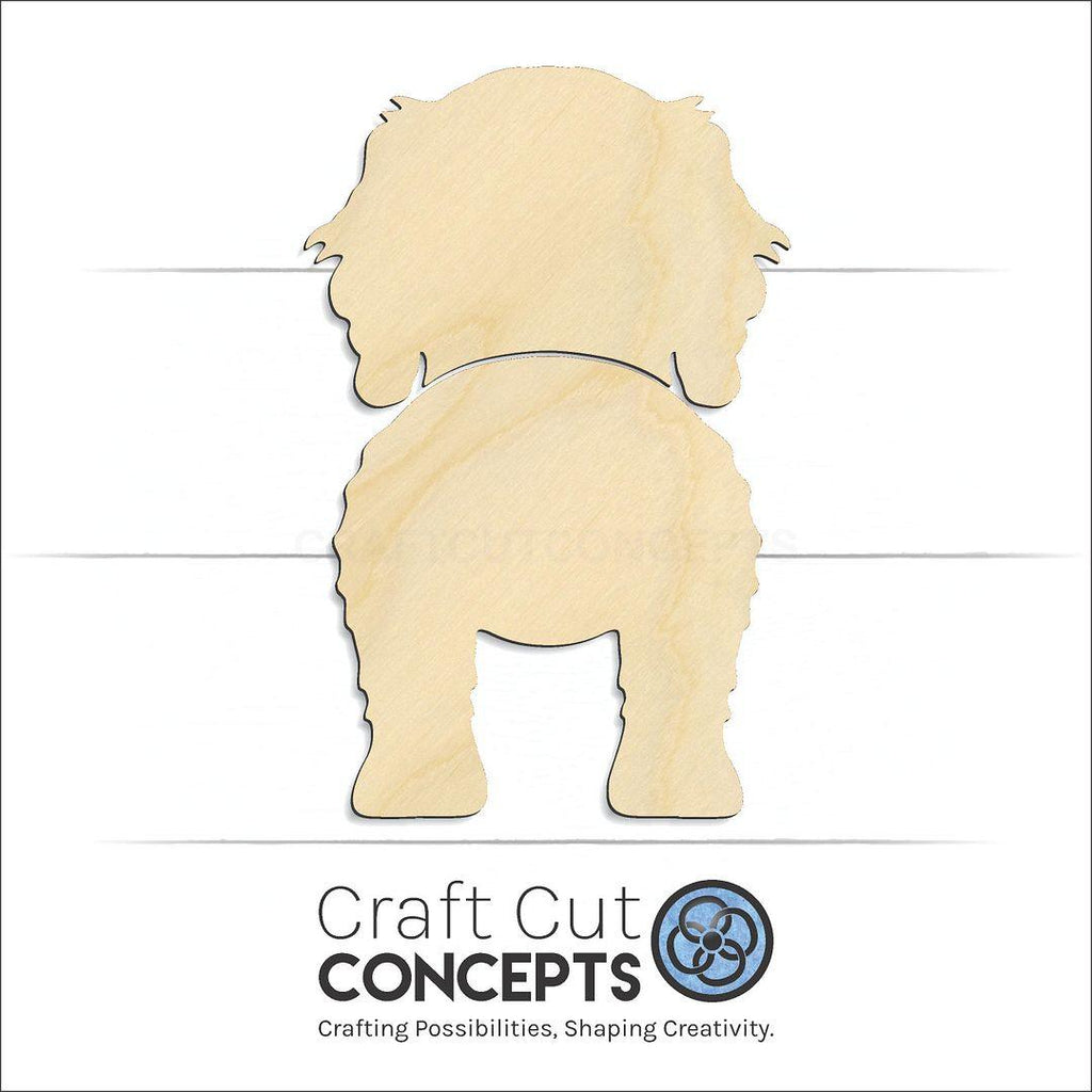 Craft Cut Concepts Logo under a wood Cockapoo craft shape and blank