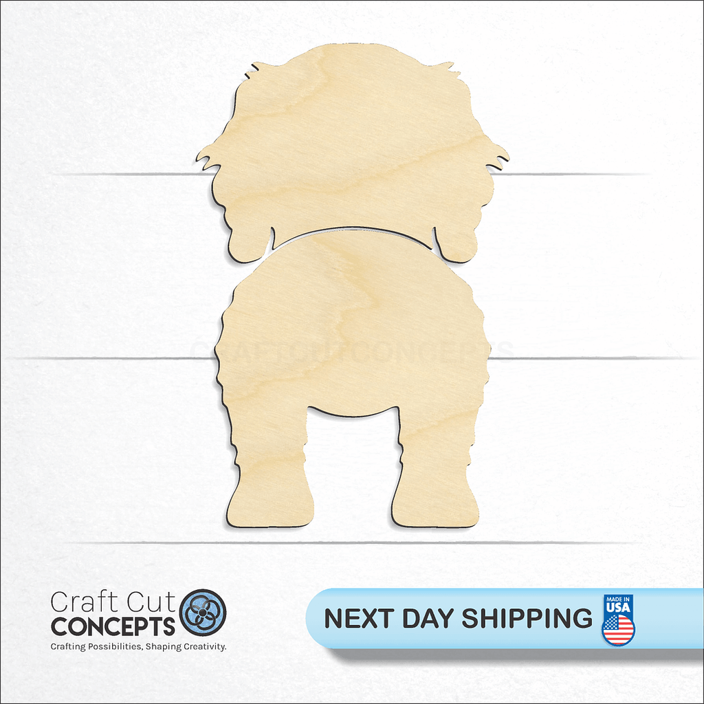 Craft Cut Concepts logo and next day shipping banner with an unfinished wood Cockapoo craft shape and blank