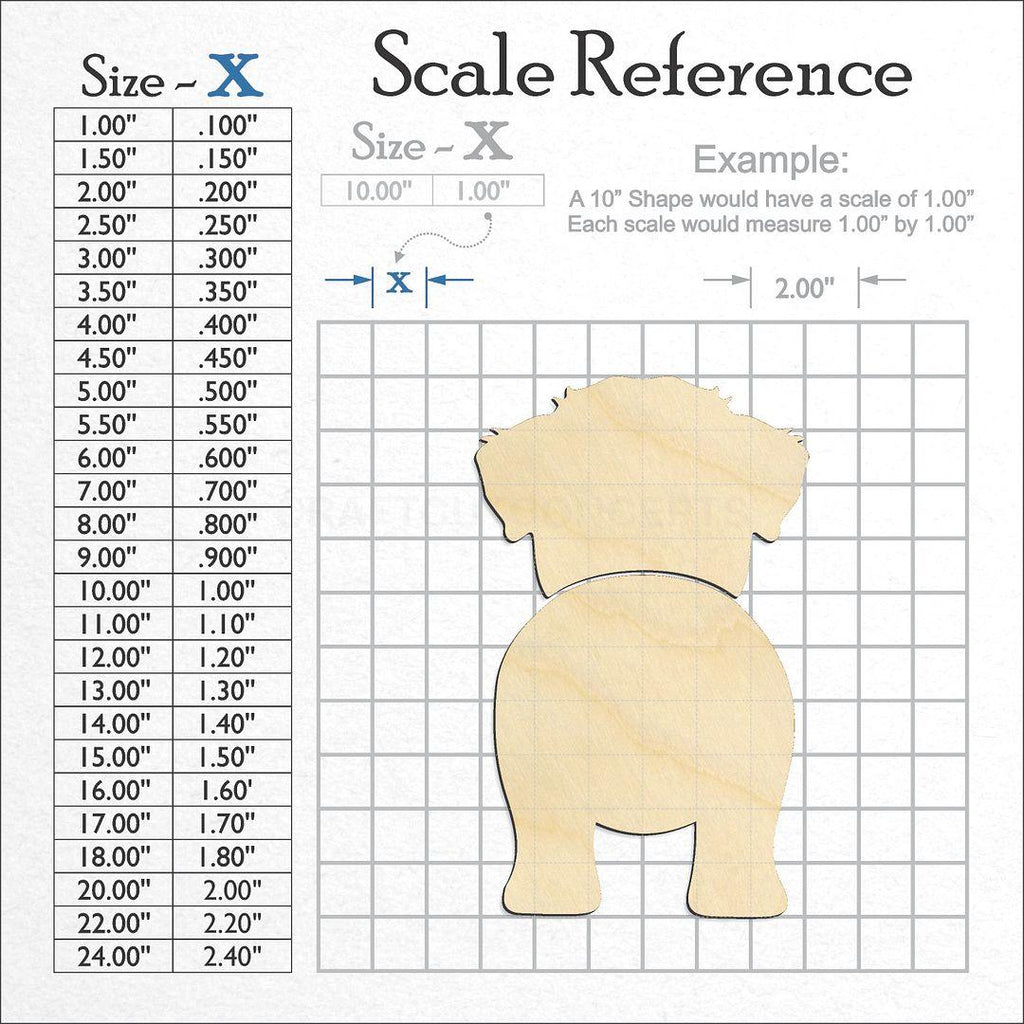 A scale and graph image showing a wood Coton de Tulear craft blank