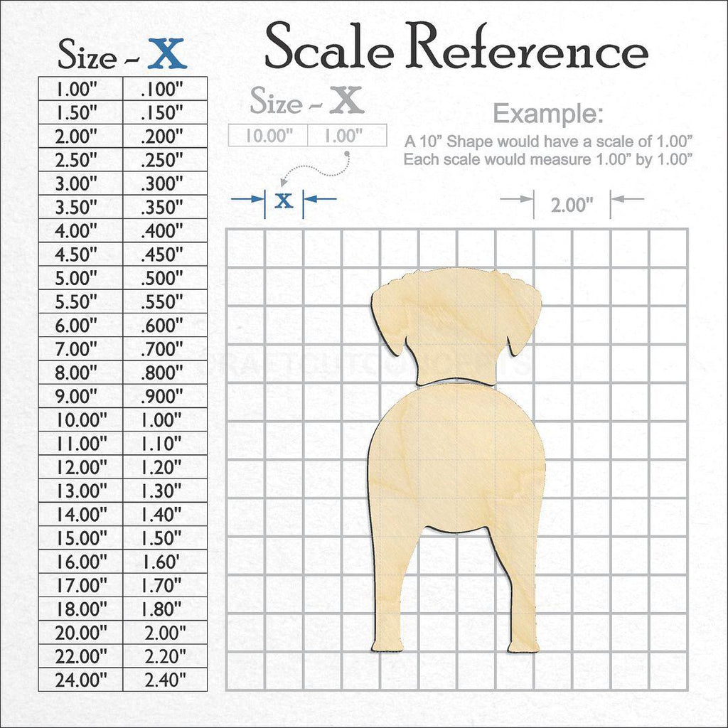 A scale and graph image showing a wood Curly Coated Retriver craft blank