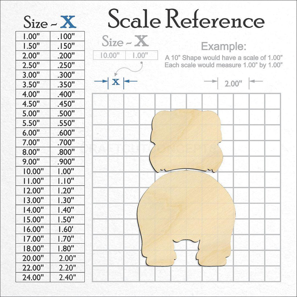 A scale and graph image showing a wood Dandie Dinmont Terriers craft blank