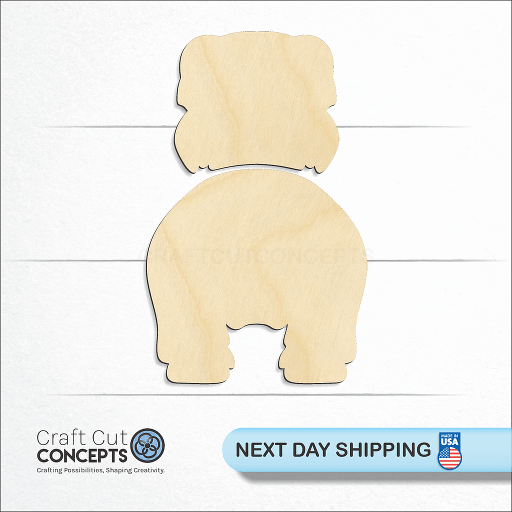 Craft Cut Concepts logo and next day shipping banner with an unfinished wood Dandie Dinmont Terriers craft shape and blank