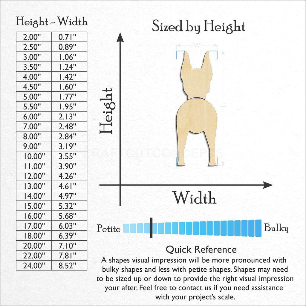 Sizes available for a laser cut Doberman Pinscher craft blank