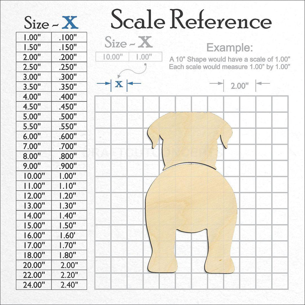 A scale and graph image showing a wood Dogues de Bordeaux craft blank