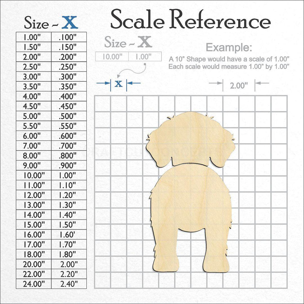 A scale and graph image showing a wood Drentsche Patrijshond craft blank