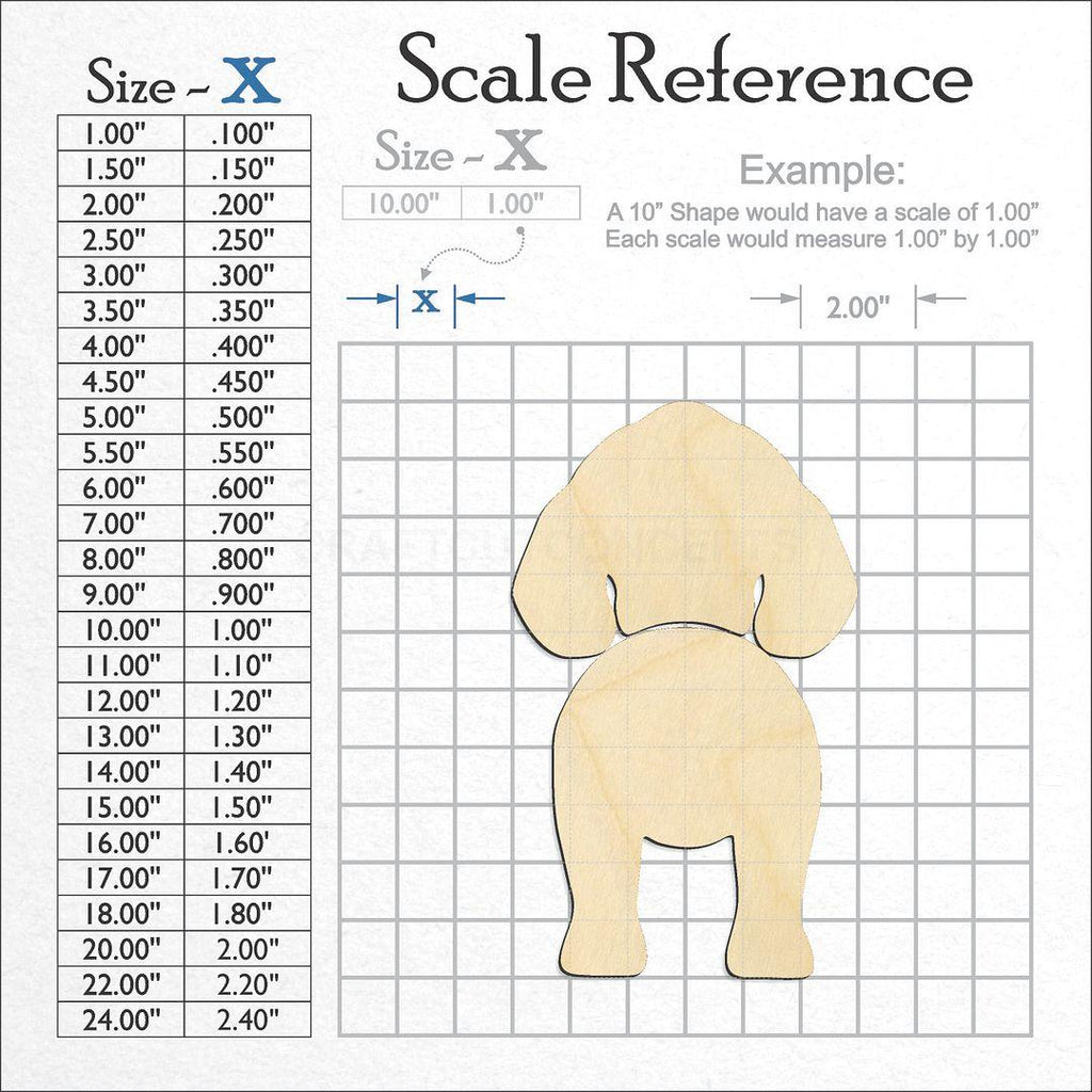 A scale and graph image showing a wood English Springer Spaniel craft blank