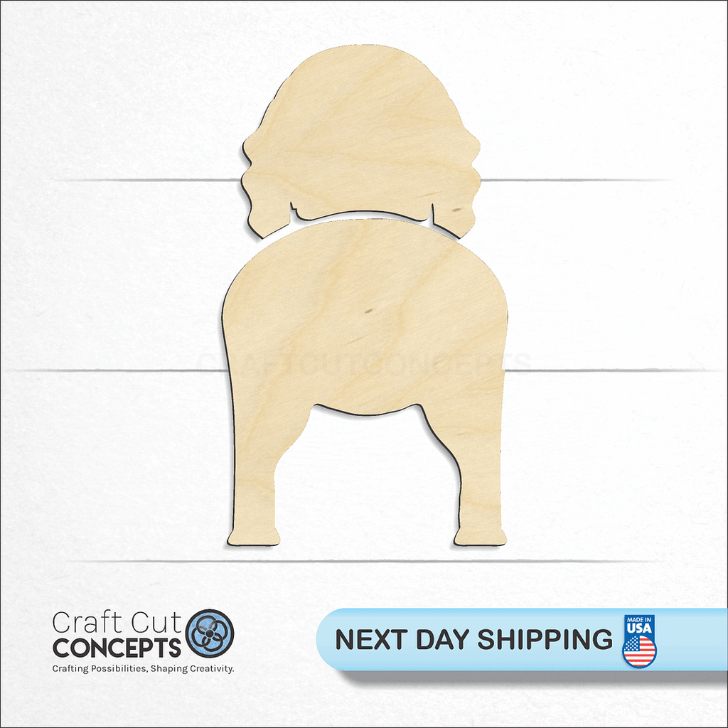 Craft Cut Concepts logo and next day shipping banner with an unfinished wood English Toy Spaniel craft shape and blank